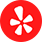 A red and white logo for yelp.
