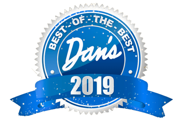A blue and white badge with the words " best of the best 2 0 1 9 ".